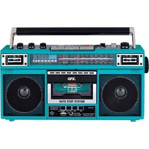 QFX RECHARGEABLE CASSETTE AM/FM/SW1-2 RADIO BLUETOOTH BOOMBOX WITH USB RECORDING